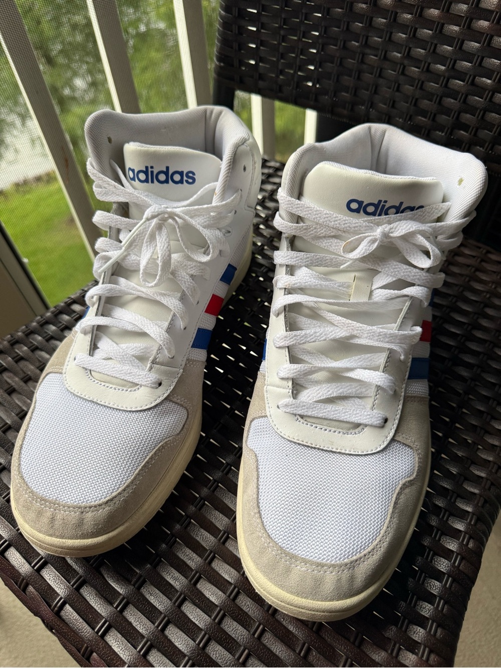 Adidas Hoops Mid 3.0 White Blue Red High Top Sneakers Men’s Size 12